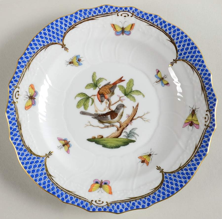 Rothschild Bird Blue Border (ROE ROEB) Salad Plate by Herend-1