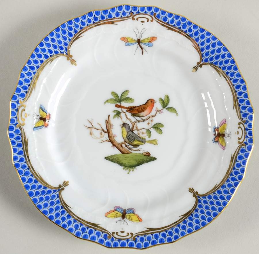 Rothschild Bird Blue Border (ROE ROEB) Bread & Butter Plate by Herend-1