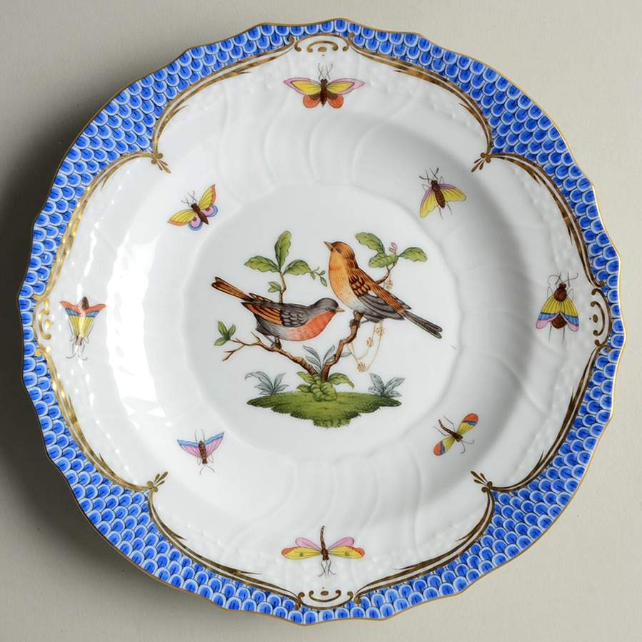 Rothschild Bird Blue Border (ROE ROEB) Salad Plate by Herend-1