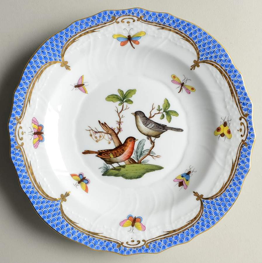 Rothschild Bird Blue Border (ROE ROEB) Salad Plate by Herend-1