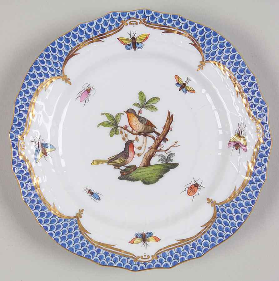 Rothschild Bird Blue Border (ROE ROEB) Bread & Butter Plate by Herend-1