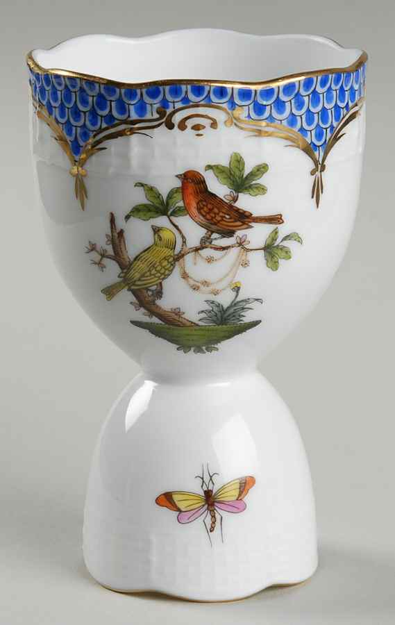 Rothschild Bird Blue Border (ROE ROEB) Double Egg Cup by Herend-1