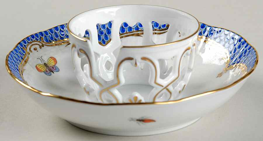 Rothschild Bird Blue Border (ROE ROEB) Saucer for Trembleuse Cup by Herend-1