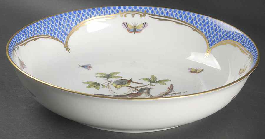 Rothschild Bird Blue Border (ROE ROEB) 10" Round Vegetable Bowl by Herend-1