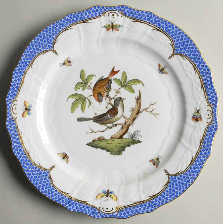 Rothschild Bird Blue Border (ROE ROEB) Service Plate (Charger) by Herend-1