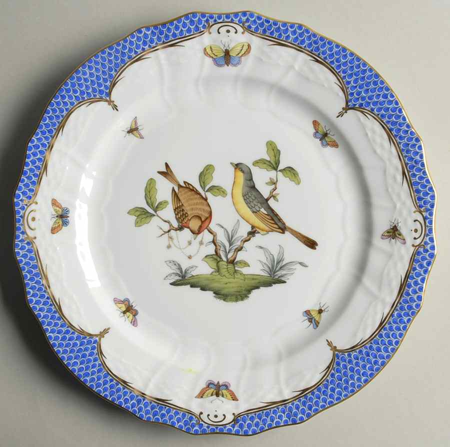 Rothschild Bird Blue Border (ROE ROEB) Service Plate (Charger) by Herend-1
