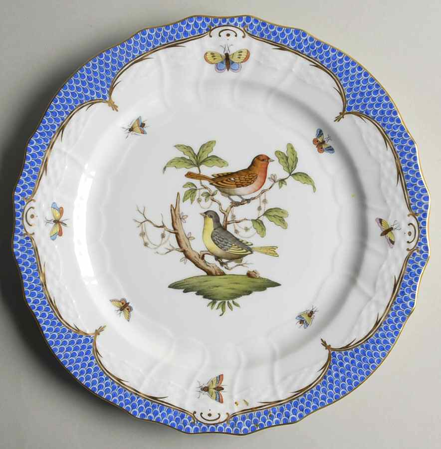 Rothschild Bird Blue Border (ROE ROEB) Service Plate (Charger) by Herend-1
