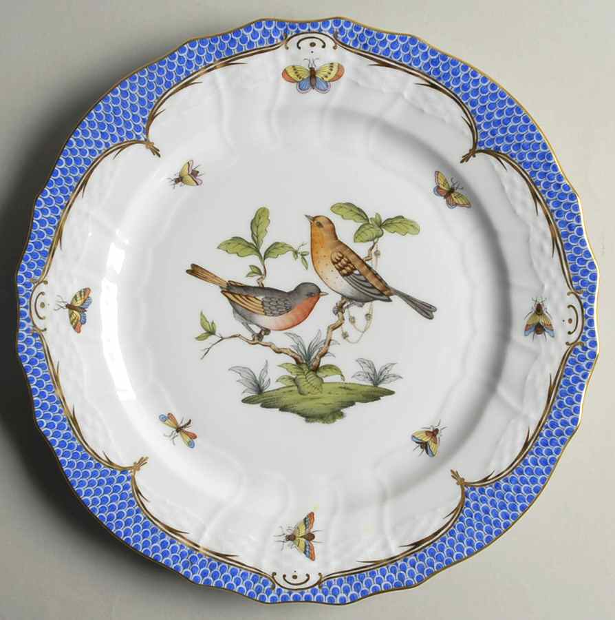 Rothschild Bird Blue Border (ROE ROEB) Service Plate (Charger) by Herend-1