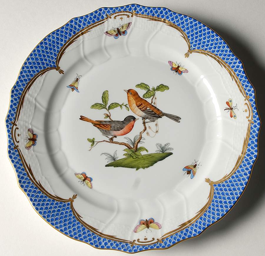 Rothschild Bird Blue Border (ROE ROEB) Dinner Plate by Herend-1
