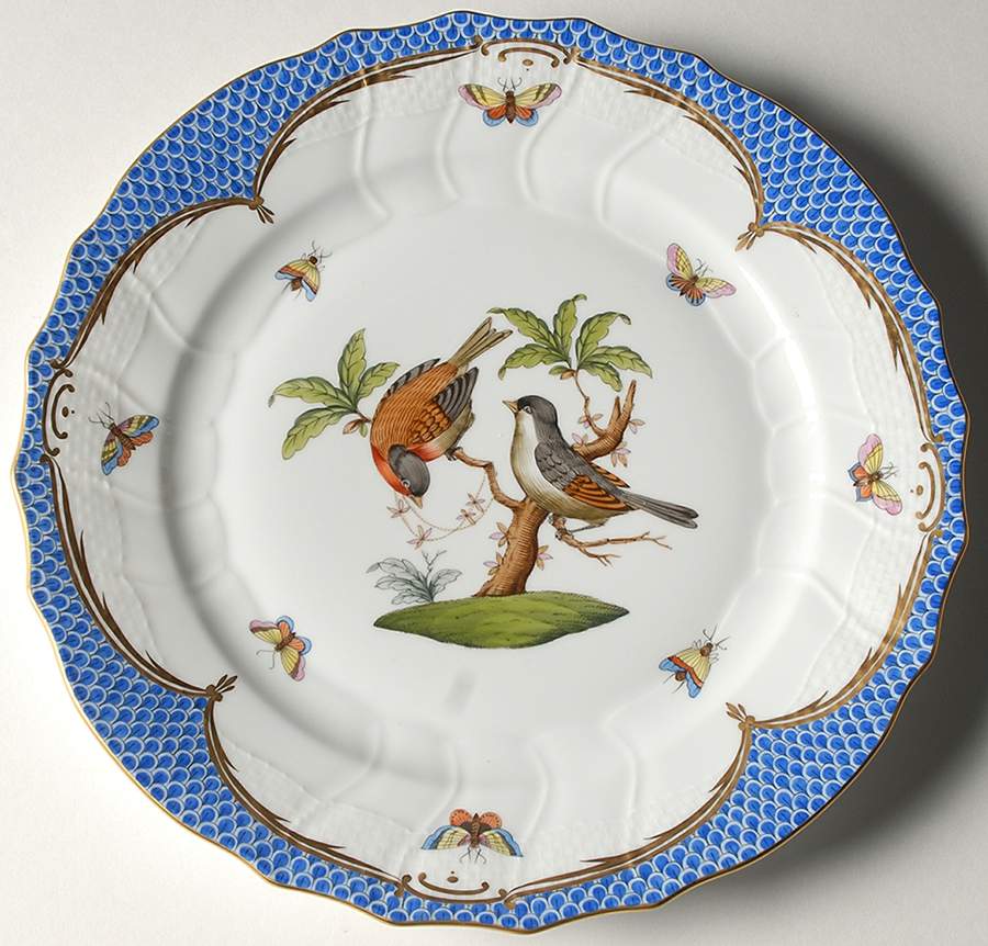 Rothschild Bird Blue Border (ROE ROEB) Dinner Plate by Herend-1