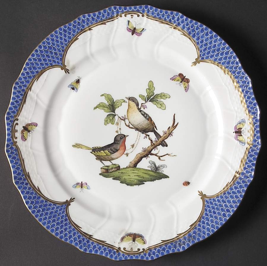 Rothschild Bird Blue Border (ROE ROEB) Dinner Plate by Herend-1