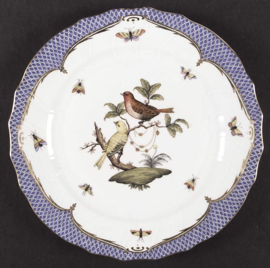 Rothschild Bird Blue Border (ROE ROEB) Dinner Plate by Herend-1