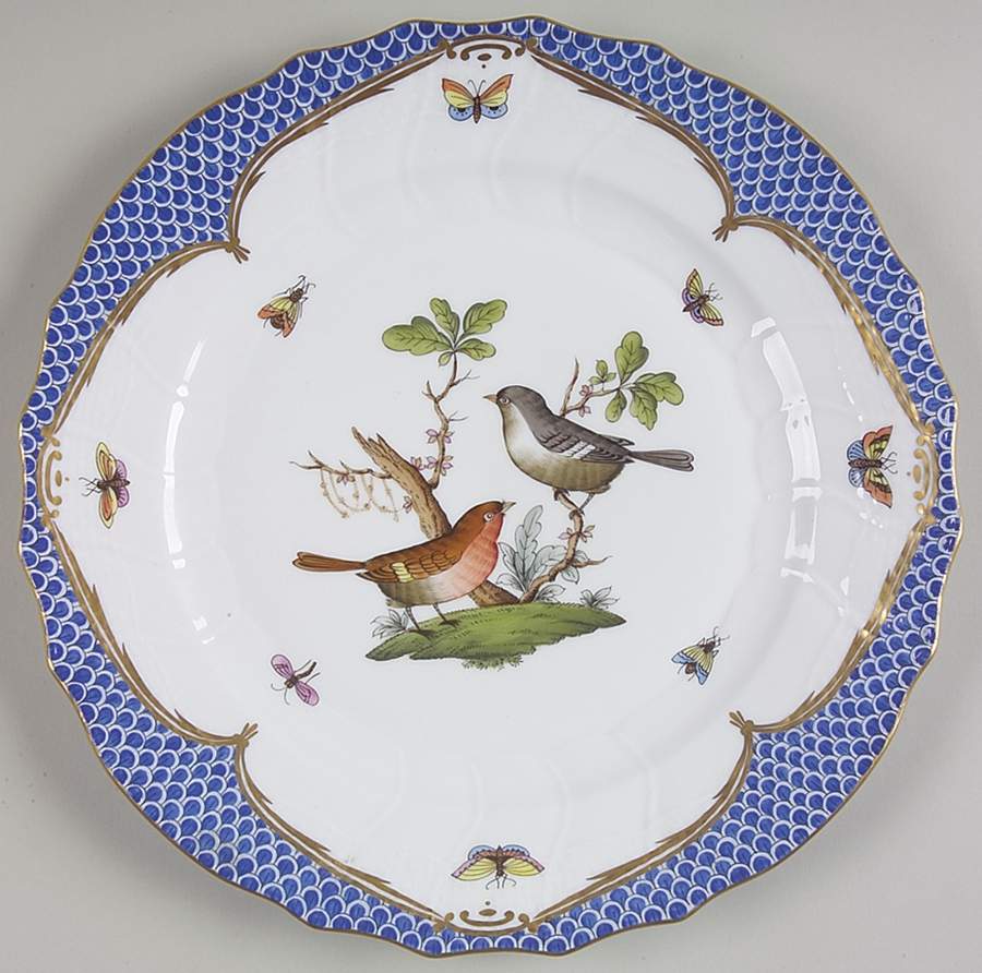 Rothschild Bird Blue Border (ROE ROEB) Dinner Plate by Herend-1