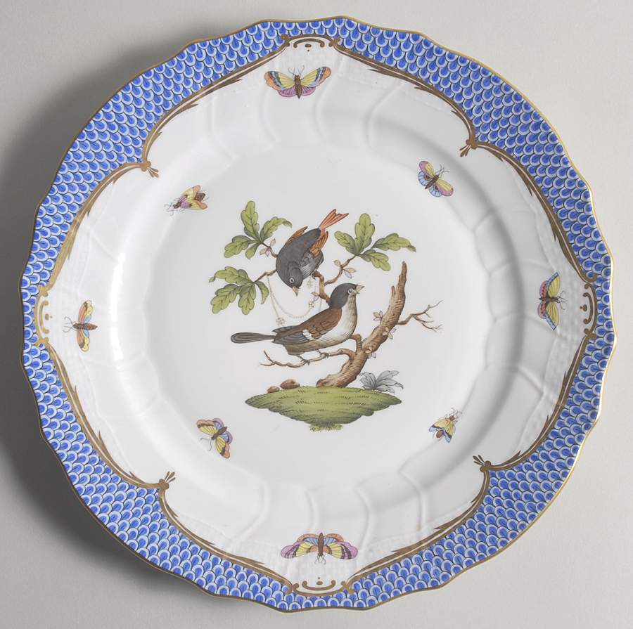 Rothschild Bird Blue Border (ROE ROEB) Dinner Plate by Herend-1
