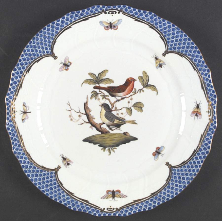 Rothschild Bird Blue Border (ROE ROEB) Dinner Plate by Herend-1