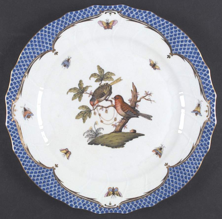 Rothschild Bird Blue Border (ROE ROEB) Dinner Plate by Herend-1