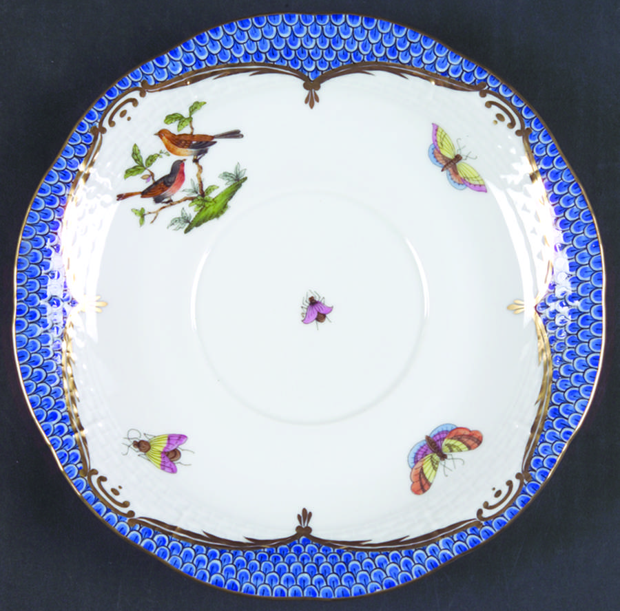 Rothschild Bird Blue Border (ROE ROEB) Saucer for Footed Cream Soup Bowl by Herend-1