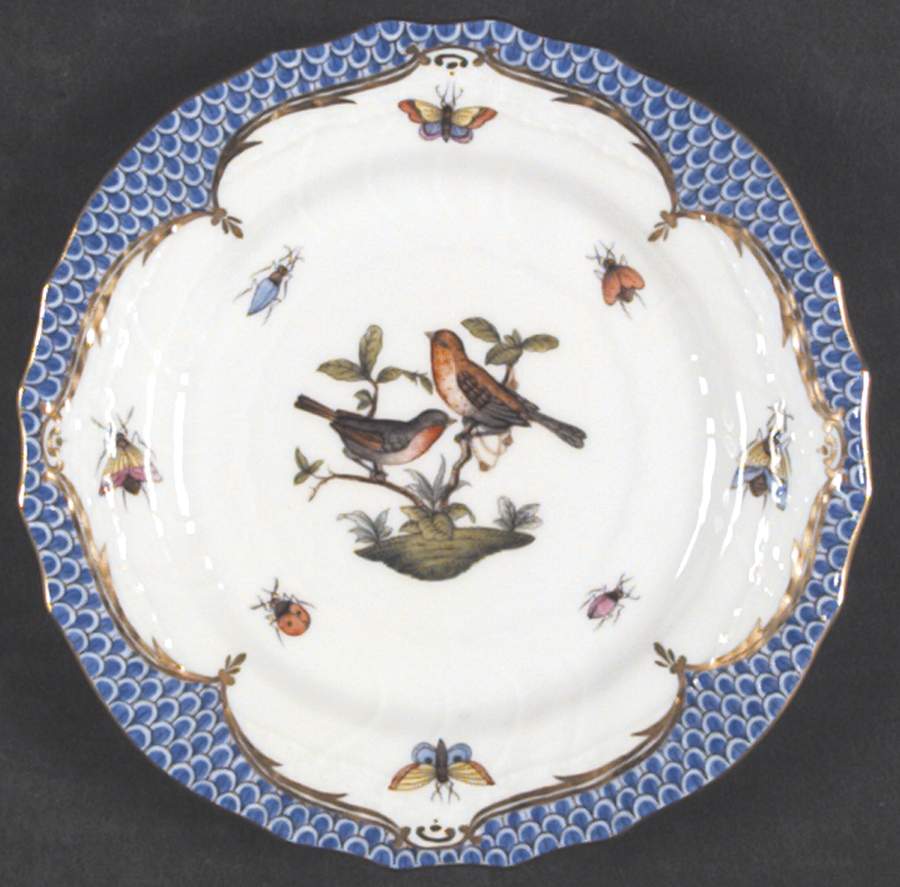 Rothschild Bird Blue Border (ROE ROEB) Bread & Butter Plate by Herend-1