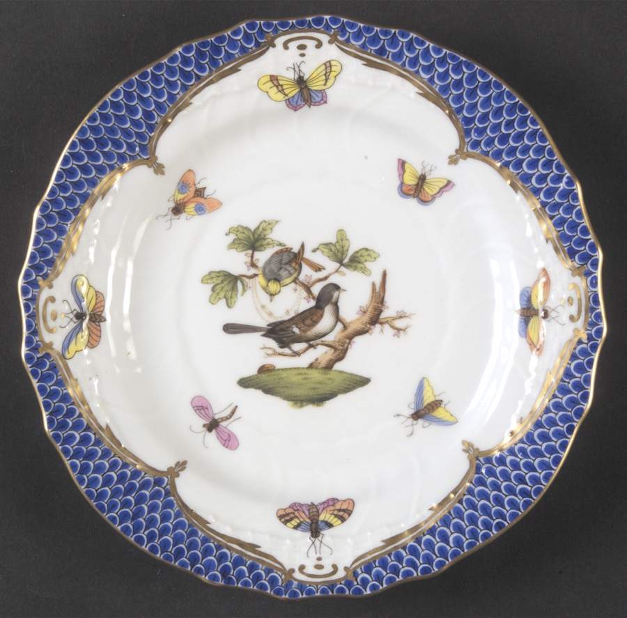 Rothschild Bird Blue Border (ROE ROEB) Bread & Butter Plate by Herend-1