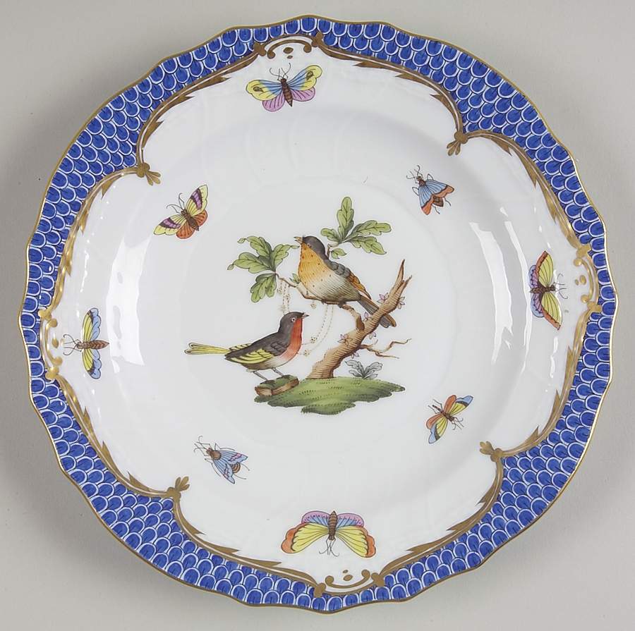 Rothschild Bird Blue Border (ROE ROEB) Salad Plate by Herend-1