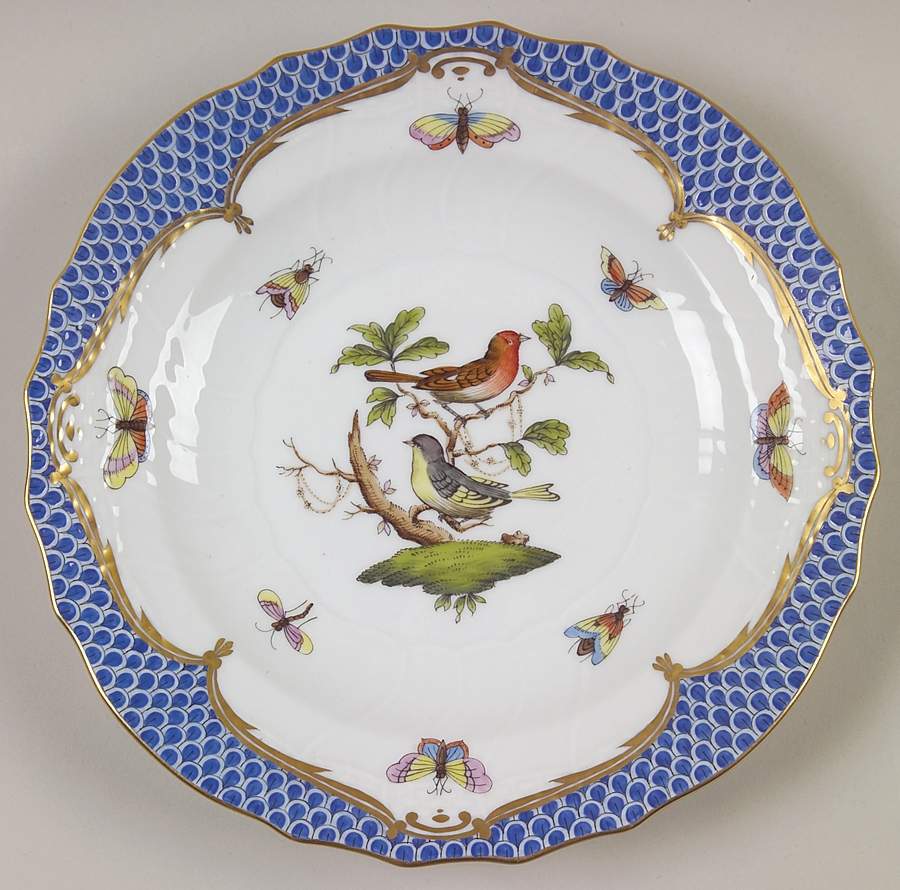 Rothschild Bird Blue Border (ROE ROEB) Salad Plate by Herend-1