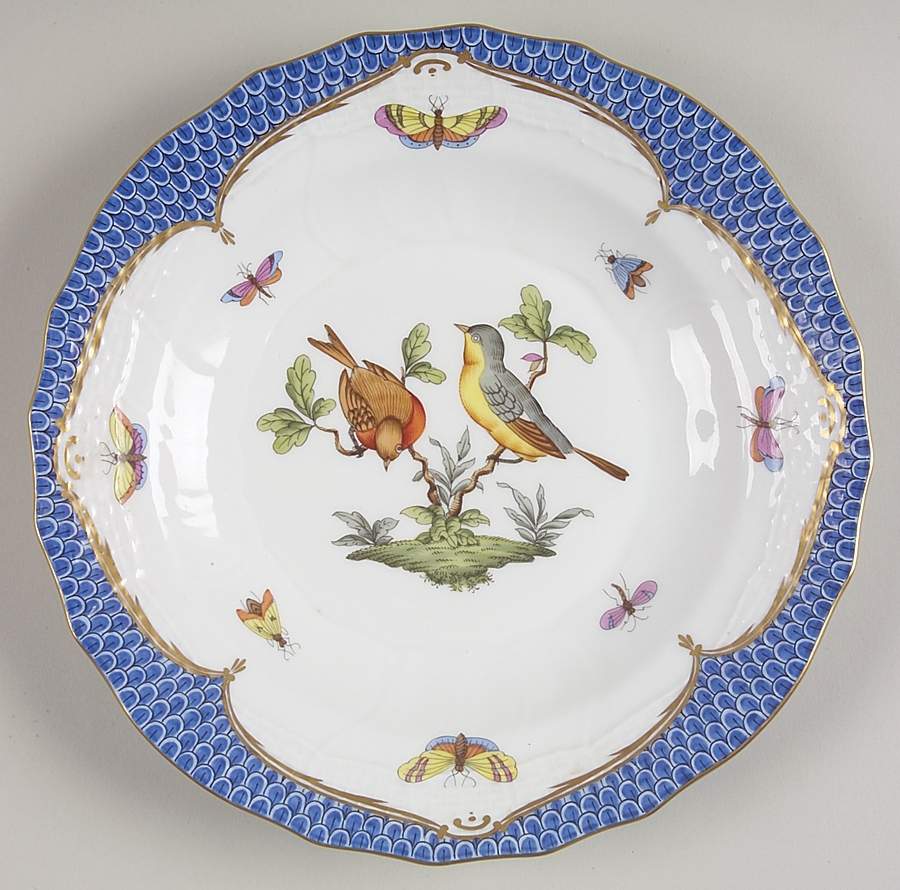 Rothschild Bird Blue Border (ROE ROEB) Dessert/Pie Plate by Herend-1