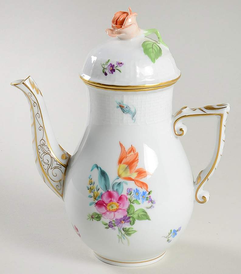 Saxonian Boquet (Bs) Mini Coffee Pot & Lid by Herend-1