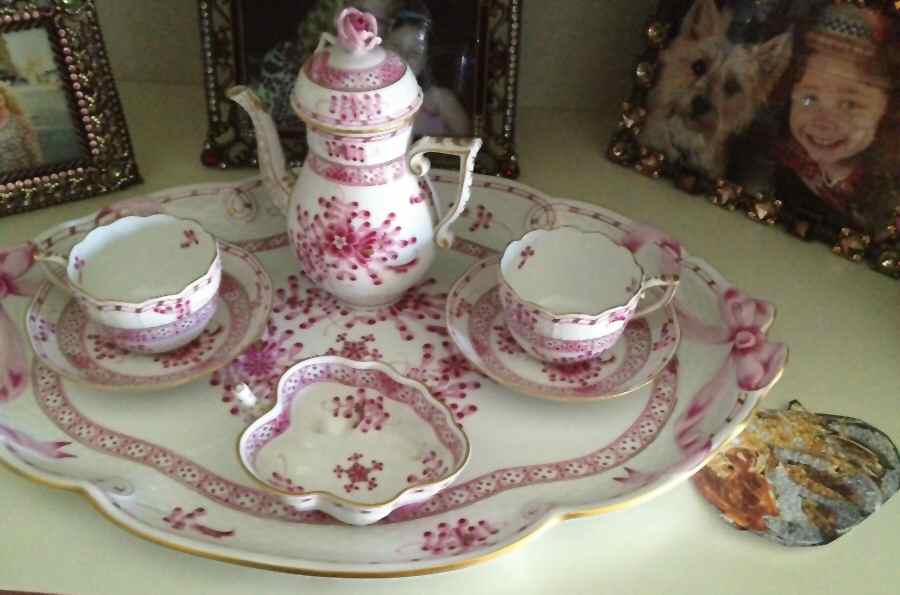 Waldstein Rose Coffee Pot & Lid by Herend-1