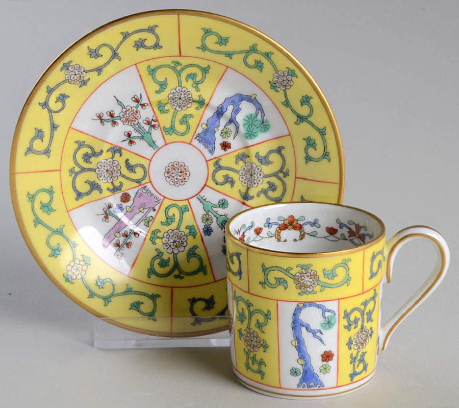 Yellow Dynasty (SJ) Flat Demitasse Cup & Saucer Set by Herend-1