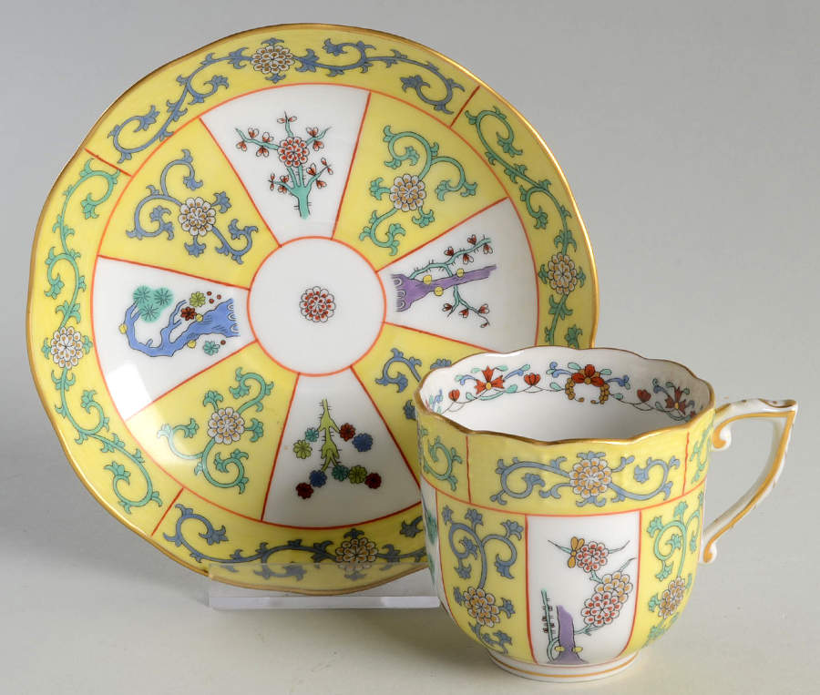 Yellow Dynasty (SJ) Mocha Cup & Saucer Set by Herend-1
