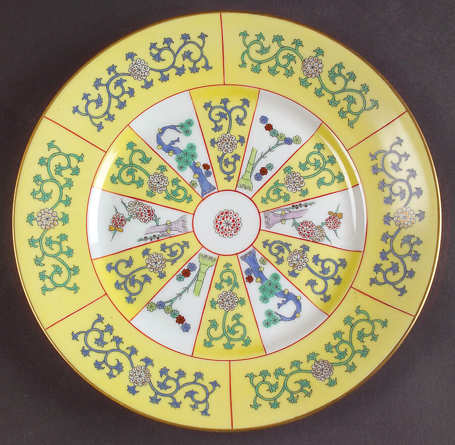 Yellow Dynasty (SJ) Dessert/Pie Plate by Herend-1