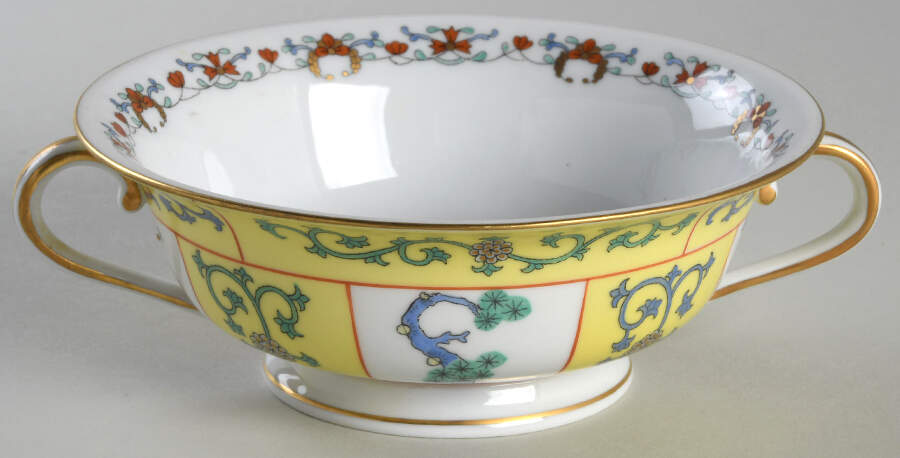 Yellow Dynasty (SJ) Footed Cream Soup Bowl by Herend-1