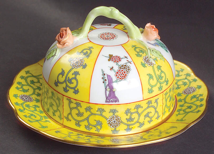 Yellow Dynasty (SJ) Round Covered Butter by Herend-1