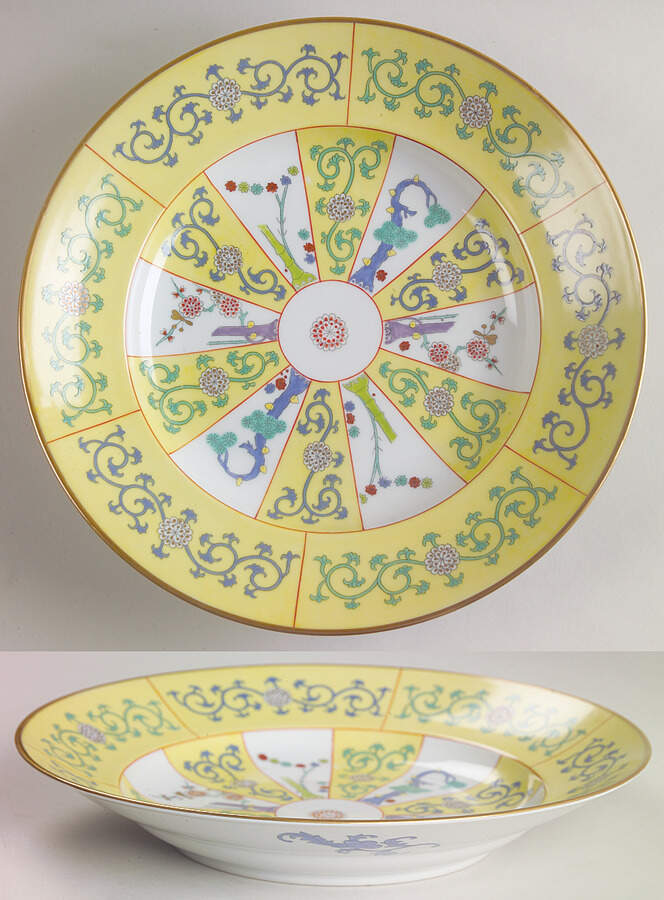 Yellow Dynasty (SJ) Large Rim Soup Bowl by Herend-1