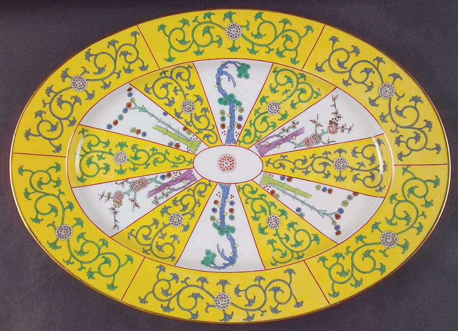 Yellow Dynasty (SJ) 15" Oval Serving Platter by Herend-1