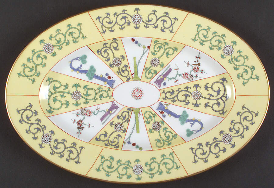 Yellow Dynasty (SJ) 13" Oval Serving Platter by Herend-1