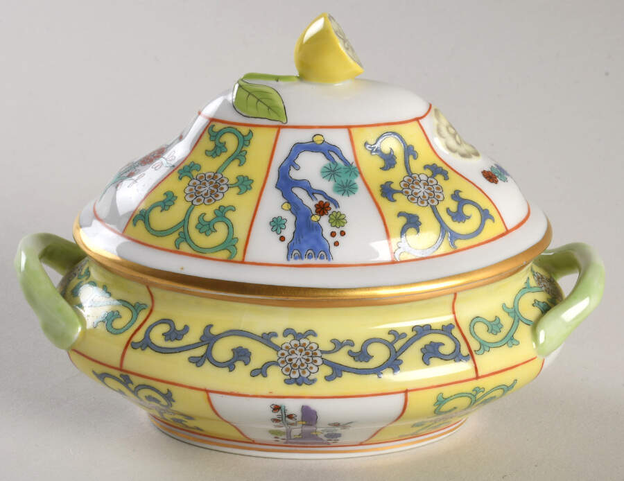 Yellow Dynasty (SJ) Mini Tureen & Lid by Herend-1