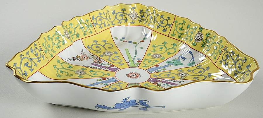 Yellow Dynasty (SJ) 10" Triangular Vegetable Bowl by Herend-1