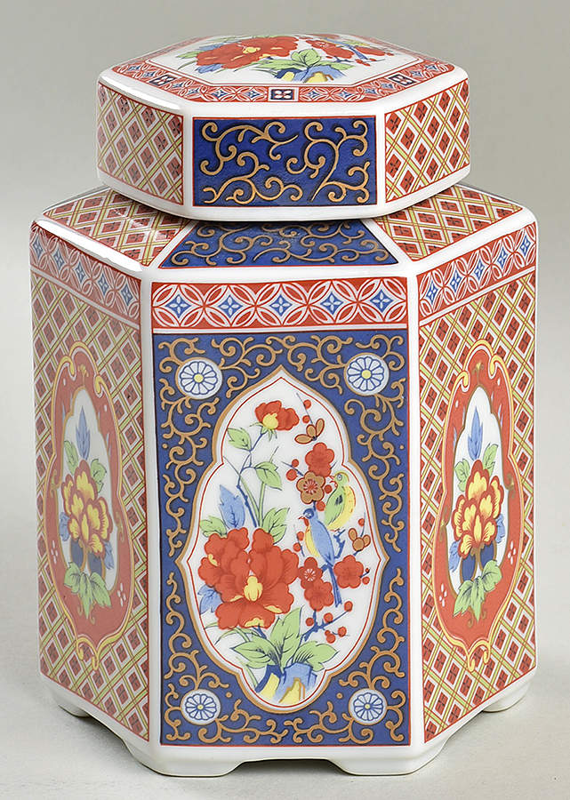 Imari Hexagonal Candy Jar & Lid by Heygill-1