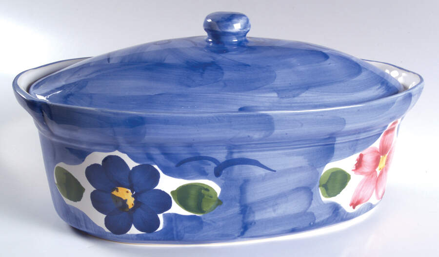 Indigo 3 Quart Oval Covered Casserole by Himark-1
