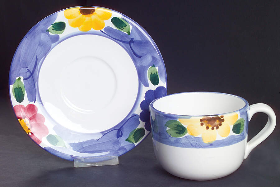 Indigo Breakfast Cup & Saucer Set by Himark-1