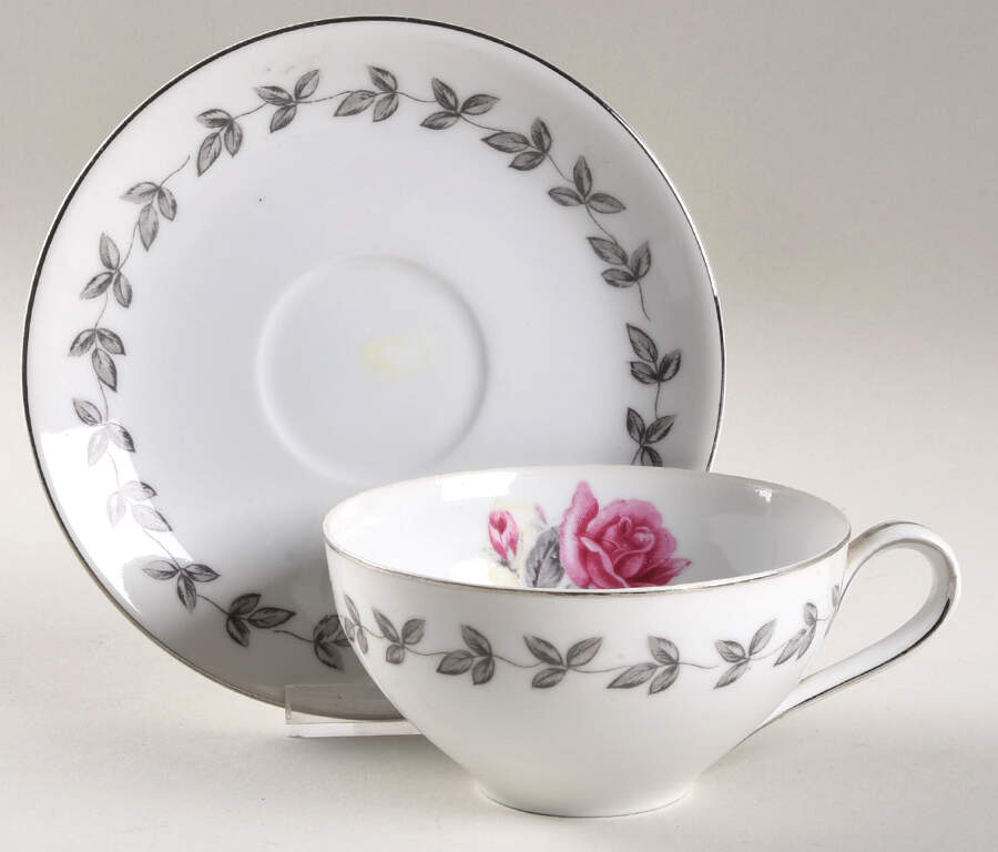 American Rose Flat Cup & Saucer Set by Hira China-1