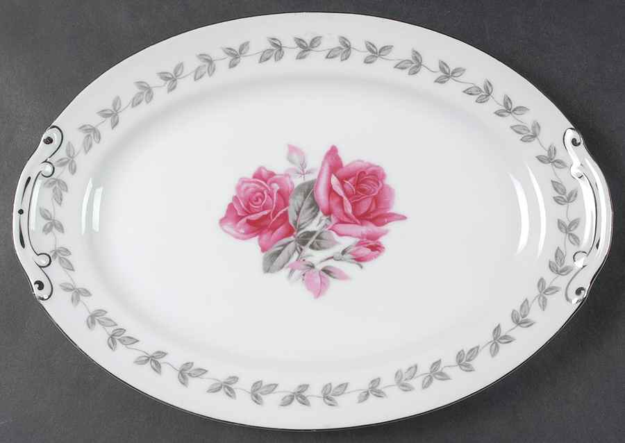 American Rose 12" Oval Serving Platter by Hira China-1