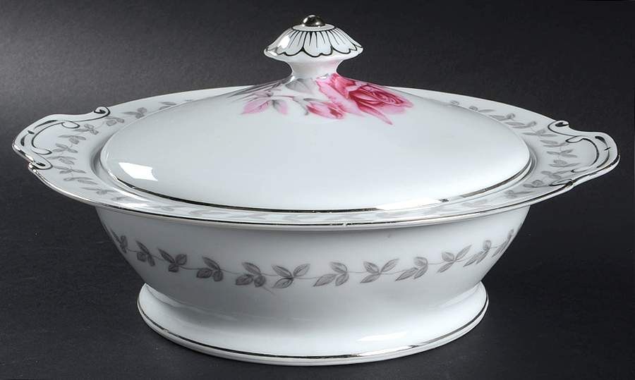 American Rose Round Covered Vegetable by Hira China-1
