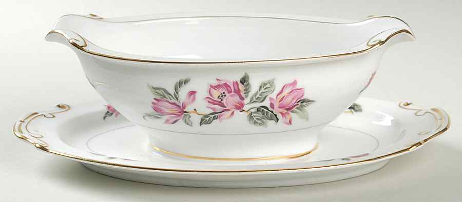 Carolina Tulip Gravy Boat with Attached Underplate by Hira China-1