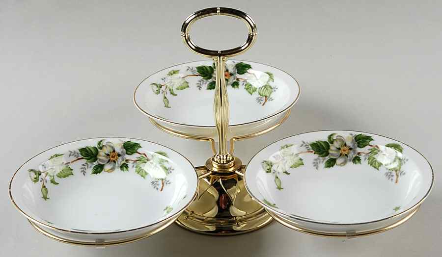 Cordova 7" x 12" 3-Part Relish & Metal Stand (FR) HC by Hira China-1