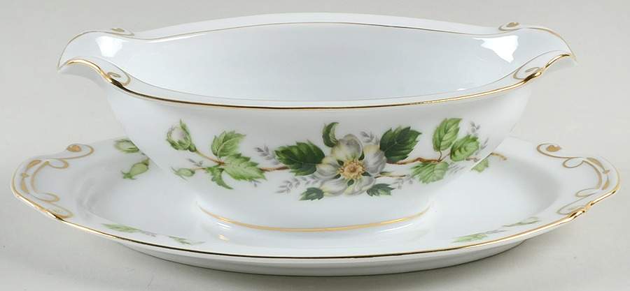 Cordova Gravy Boat with Attached Underplate by Hira China-1