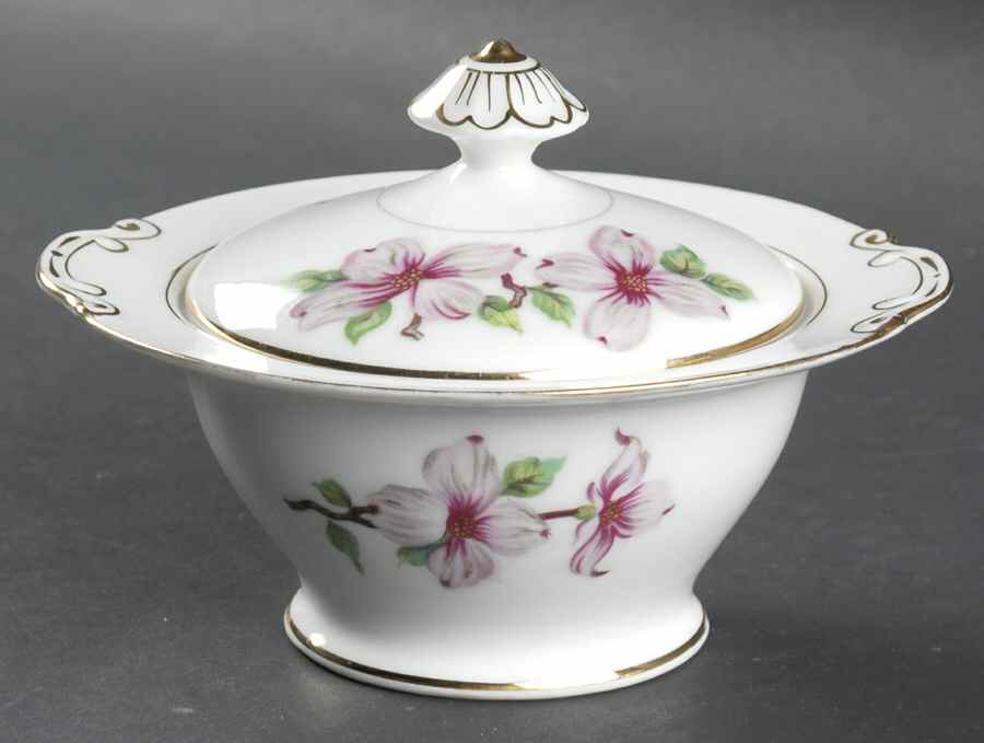 Dogwood Sugar Bowl & Lid by Hira China-1
