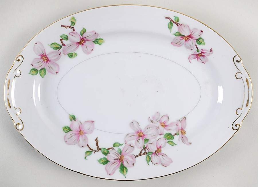 Dogwood 12" Oval Serving Platter by Hira China-1