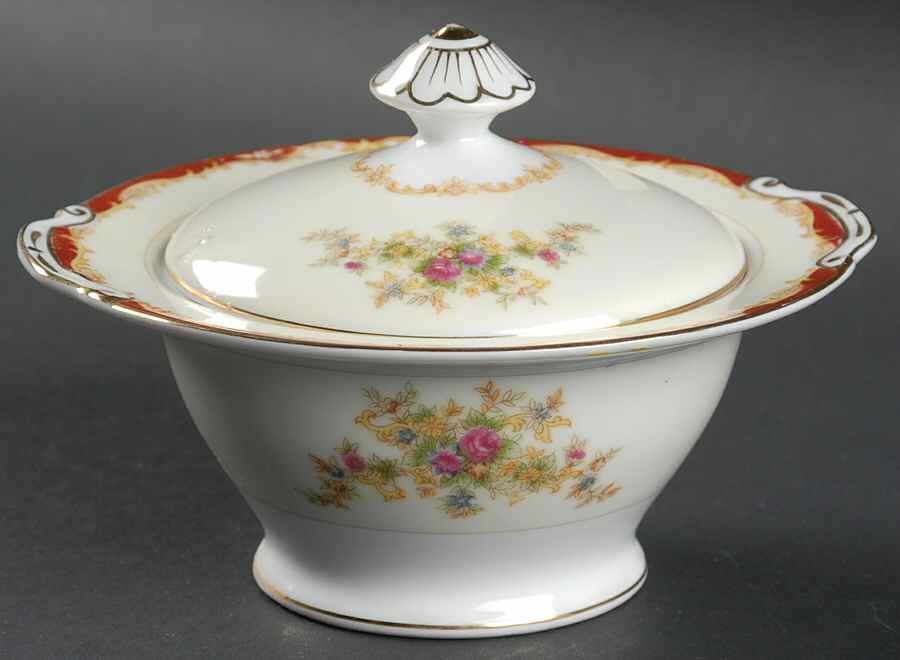 Forget Me Not Sugar Bowl & Lid by Hira China-1